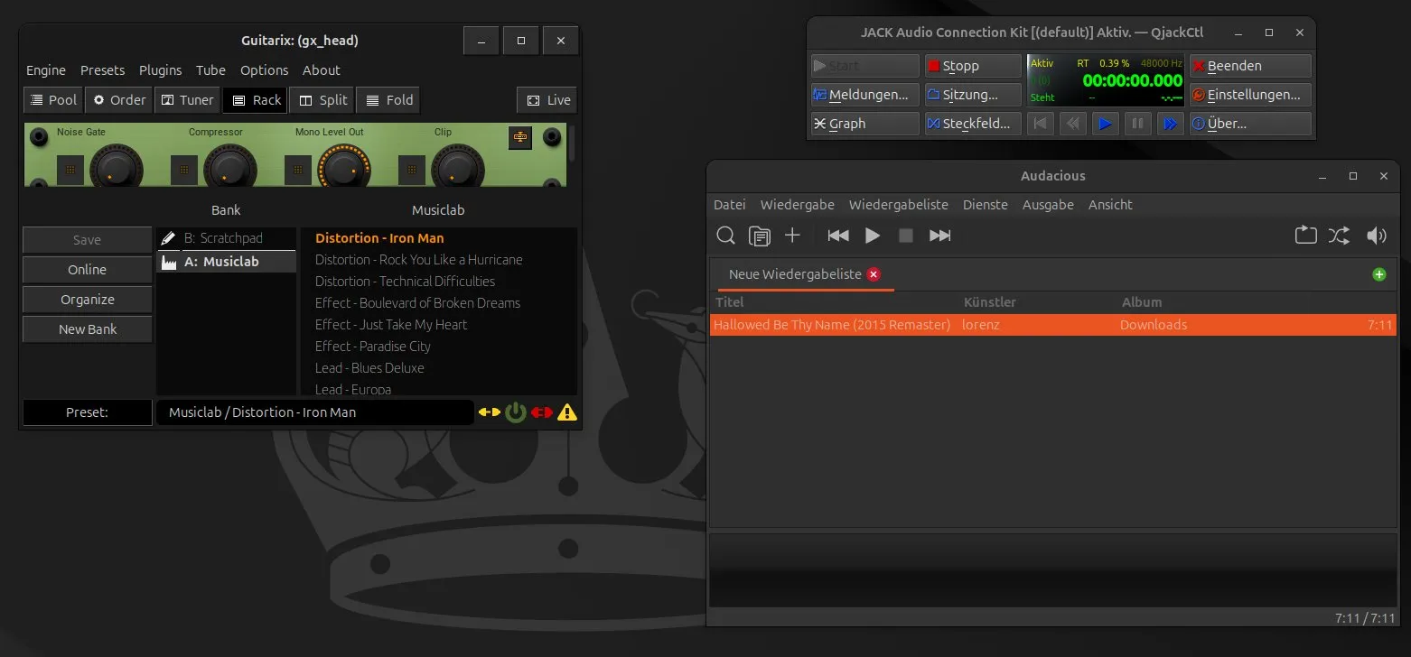 My Linux Guitar Practice Stack: Guitarix and Audacious